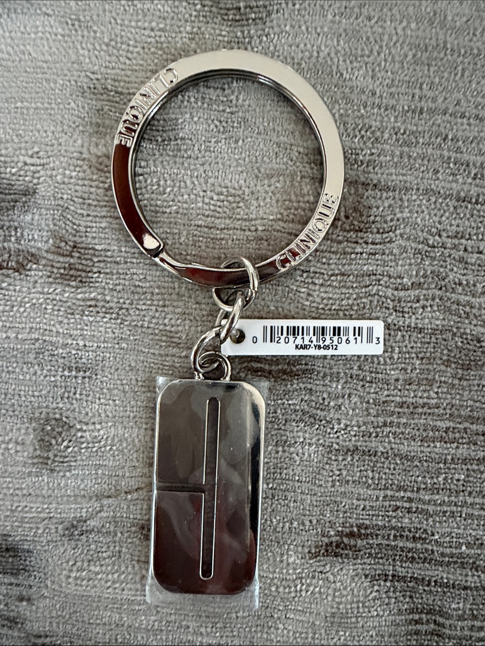 Clinique Silver Keyring with Rectangular Charm